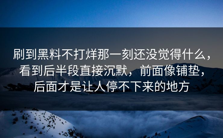 刷到黑料不打烊那一刻还没觉得什么，看到后半段直接沉默，前面像铺垫，后面才是让人停不下来的地方